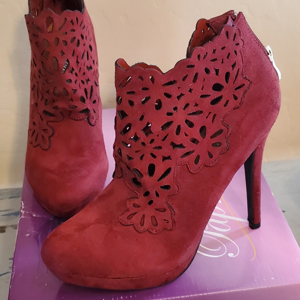 Paprika Burgundy Suede Booties